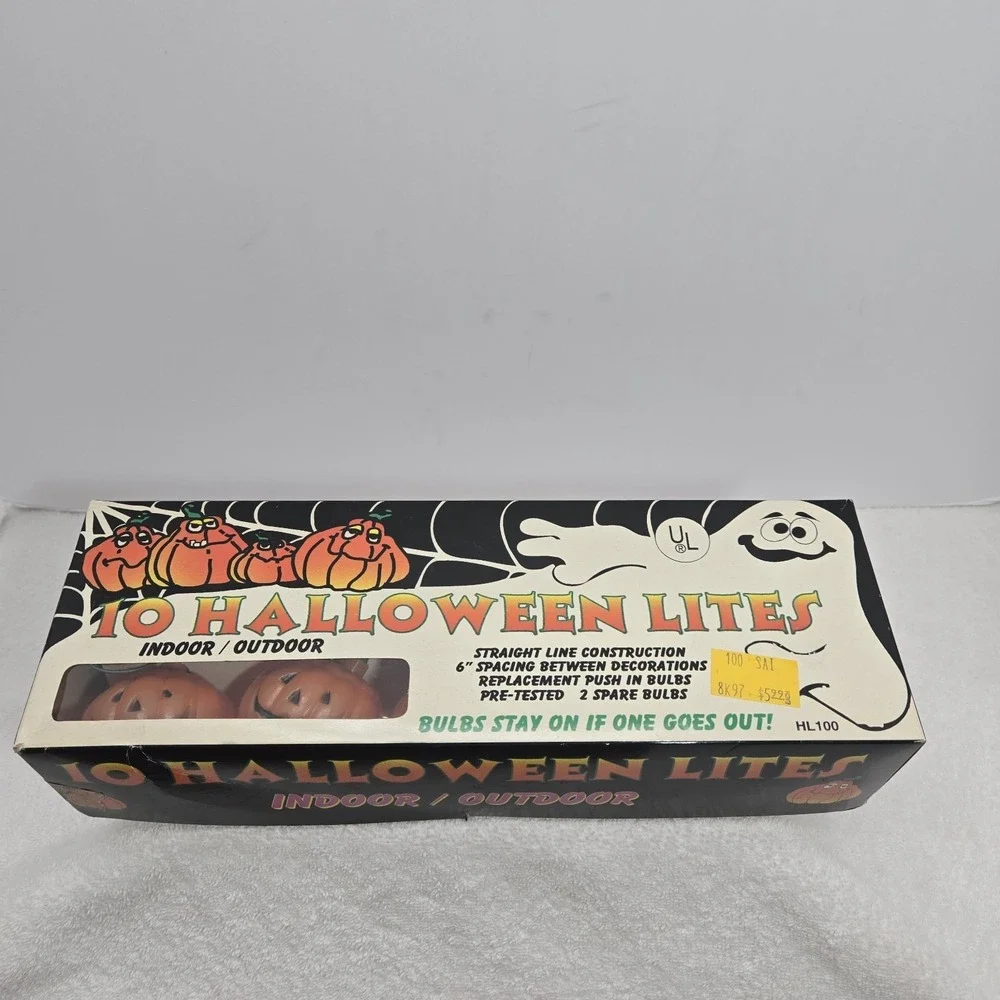 Vtg Blow Mold Halloween Lights 10 Jack o' Lantern String Bulbs Lot Of 3 Packages